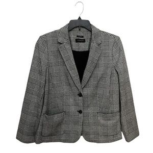 Talbots Aberdeen Black White Houndstooth Blazer Jacket Size 14